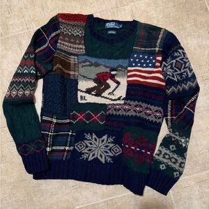 Ralph Lauren Colorful Patchwork Crewneck Sweater